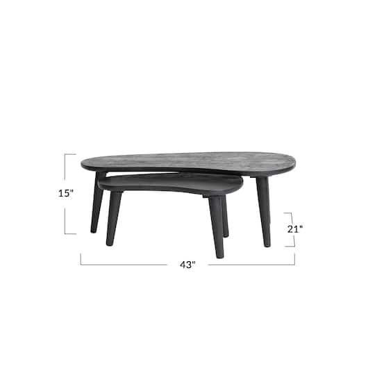 Hello Honey® Black Modern Oblong Wood Nesting Tables Set